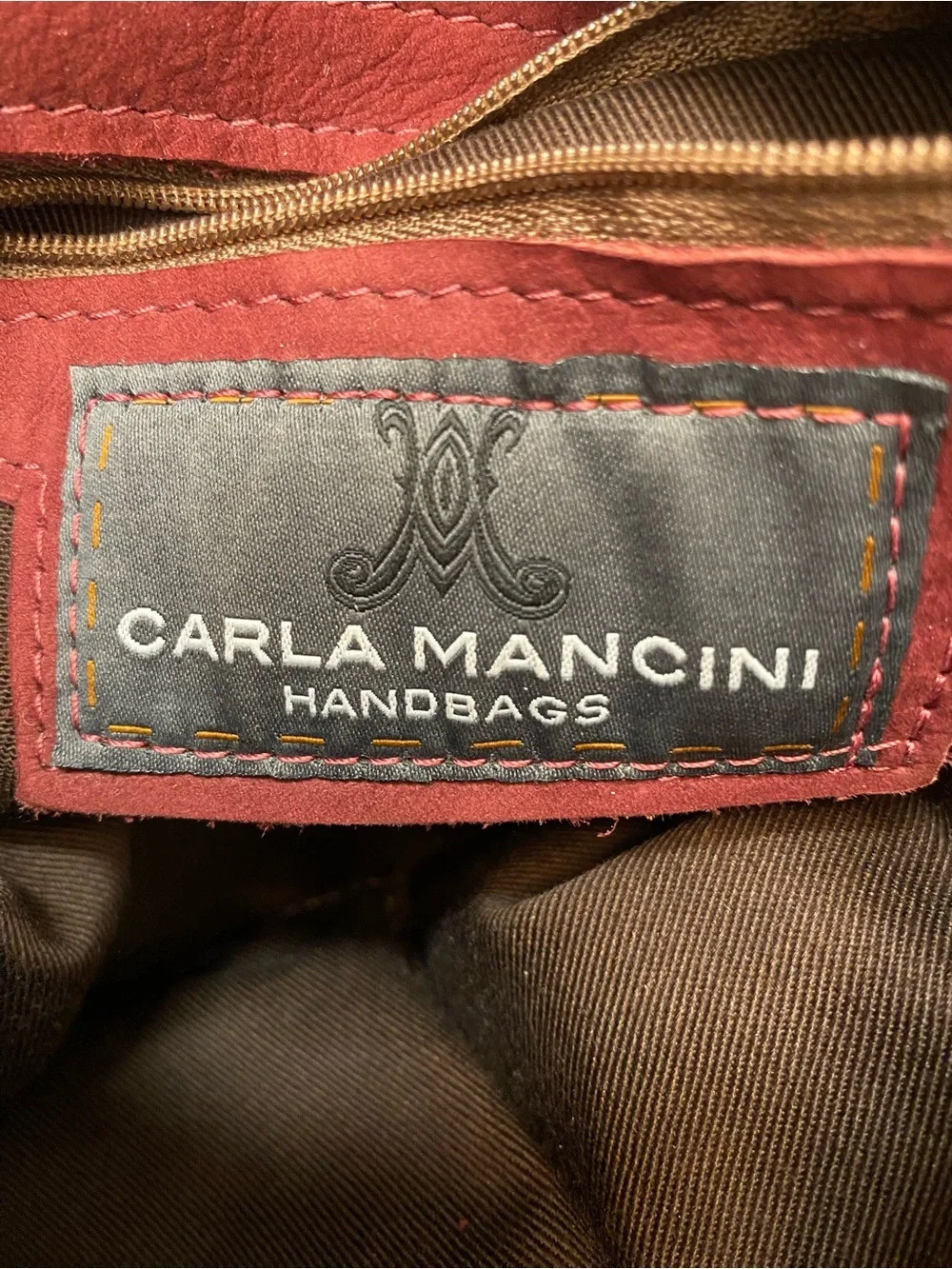 Carla Mancini Burgundy Suede Handbag